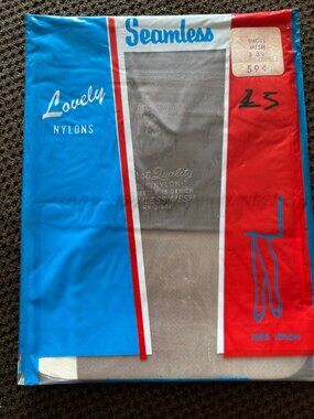 Lovely Nylons Seamless Mesh Smoke 15 Denier Size 8.5 Vintage Stockings